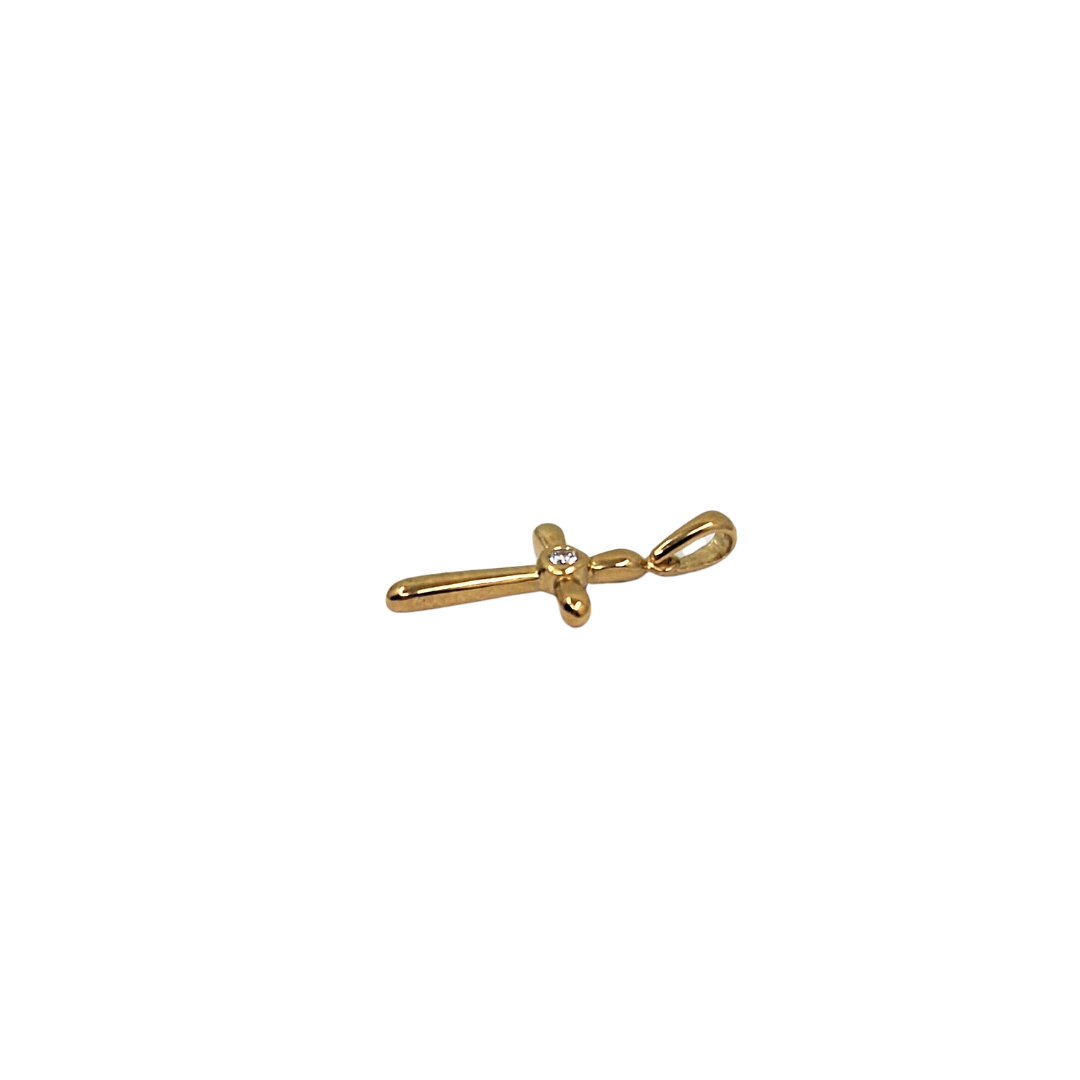 9ct Yellow Gold Diamond Cross Pendant 0.03ct