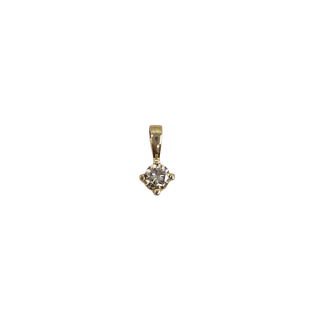 9ct Yellow Gold Diamond Solitaire Pendant 0.2ct