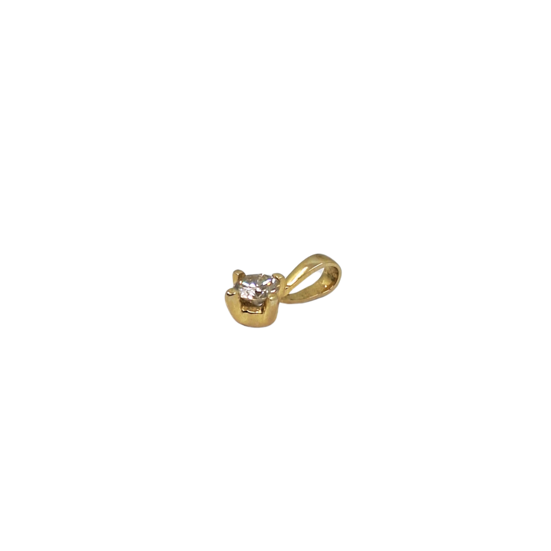 9ct Yellow Gold Diamond Solitaire Pendant 0.2ct