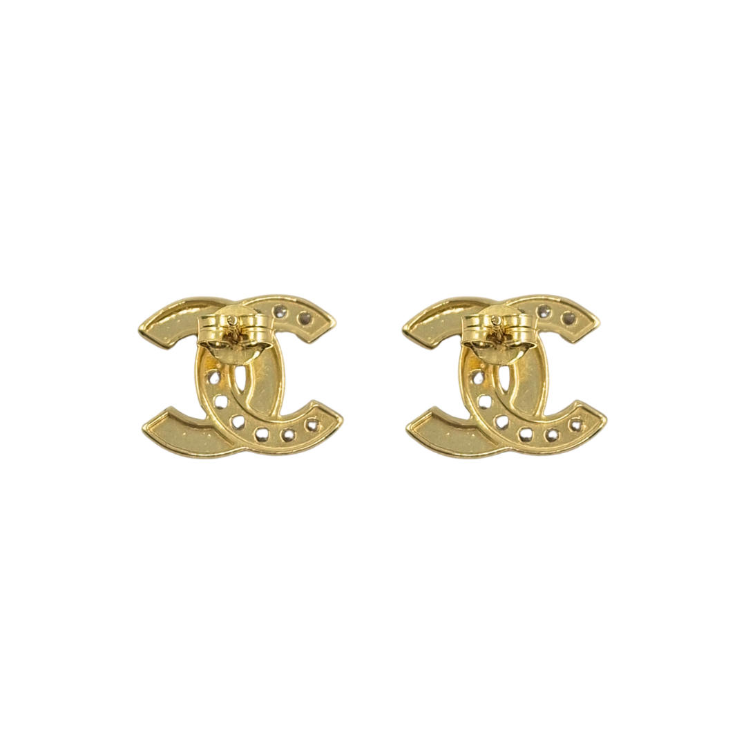 9ct Yellow Gold CC CZ Stud Earrings