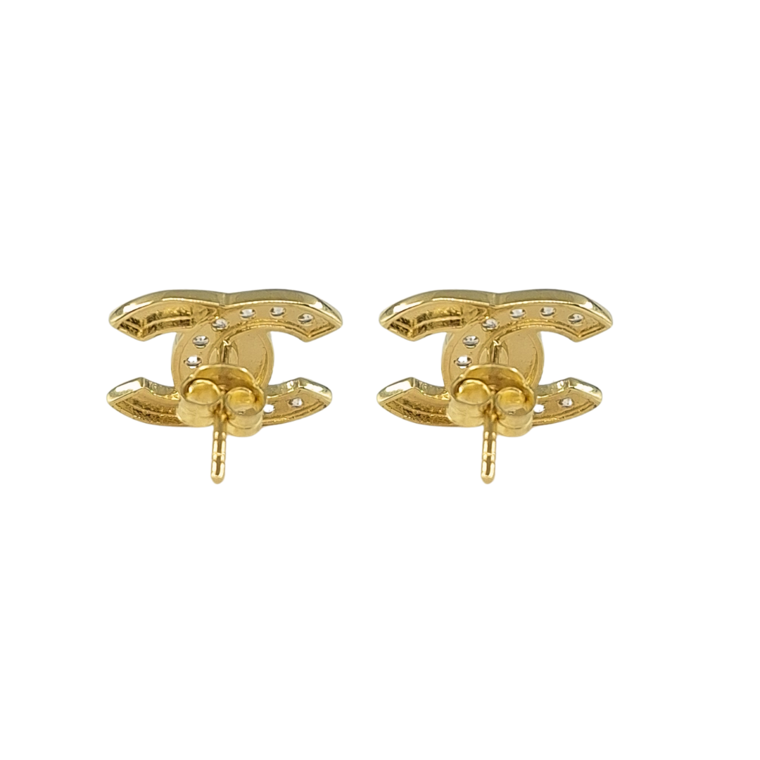 9ct Yellow Gold CC CZ Stud Earrings