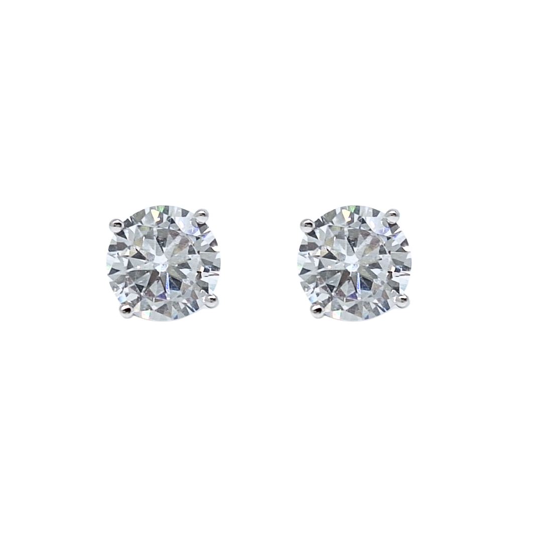 Sterling Silver Cubic Zirconia Stud Earrings 10mm