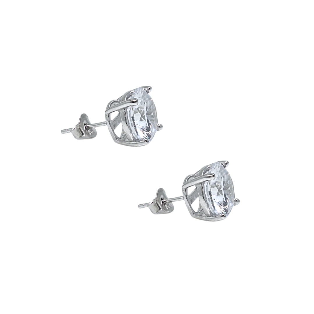 Sterling Silver Cubic Zirconia Stud Earrings 10mm