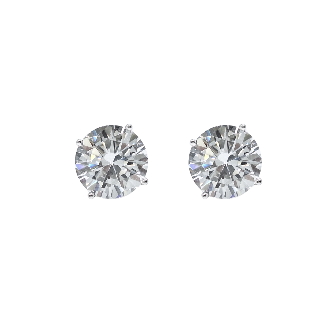 Sterling Silver Cubic Zirconia Stud Earrings 12mm