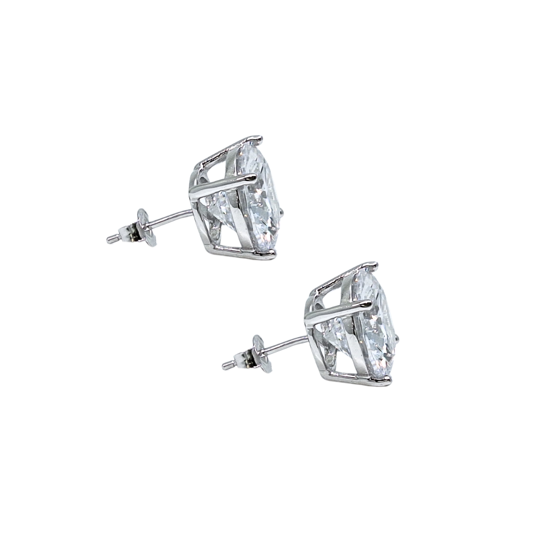 Sterling Silver Cubic Zirconia Stud Earrings 12mm