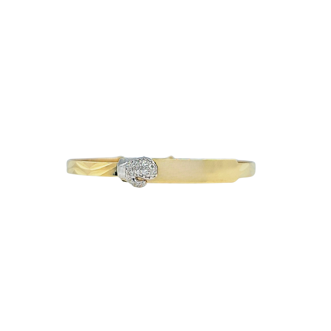 9ct Yellow Gold Cz Boxing Glove Expanding Baby Bangle