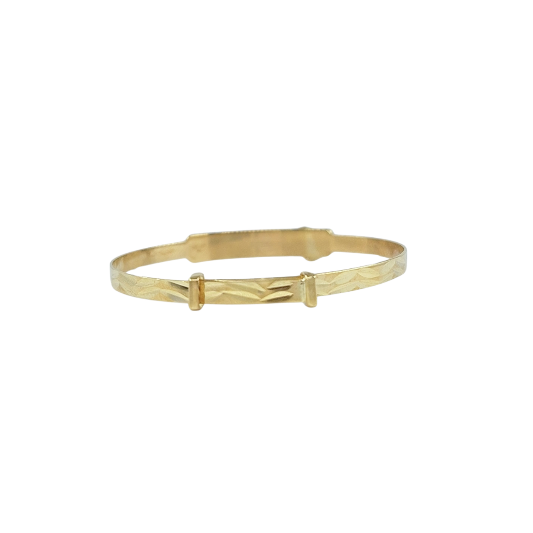 9ct Yellow Gold Cz Boxing Glove Expanding Baby Bangle