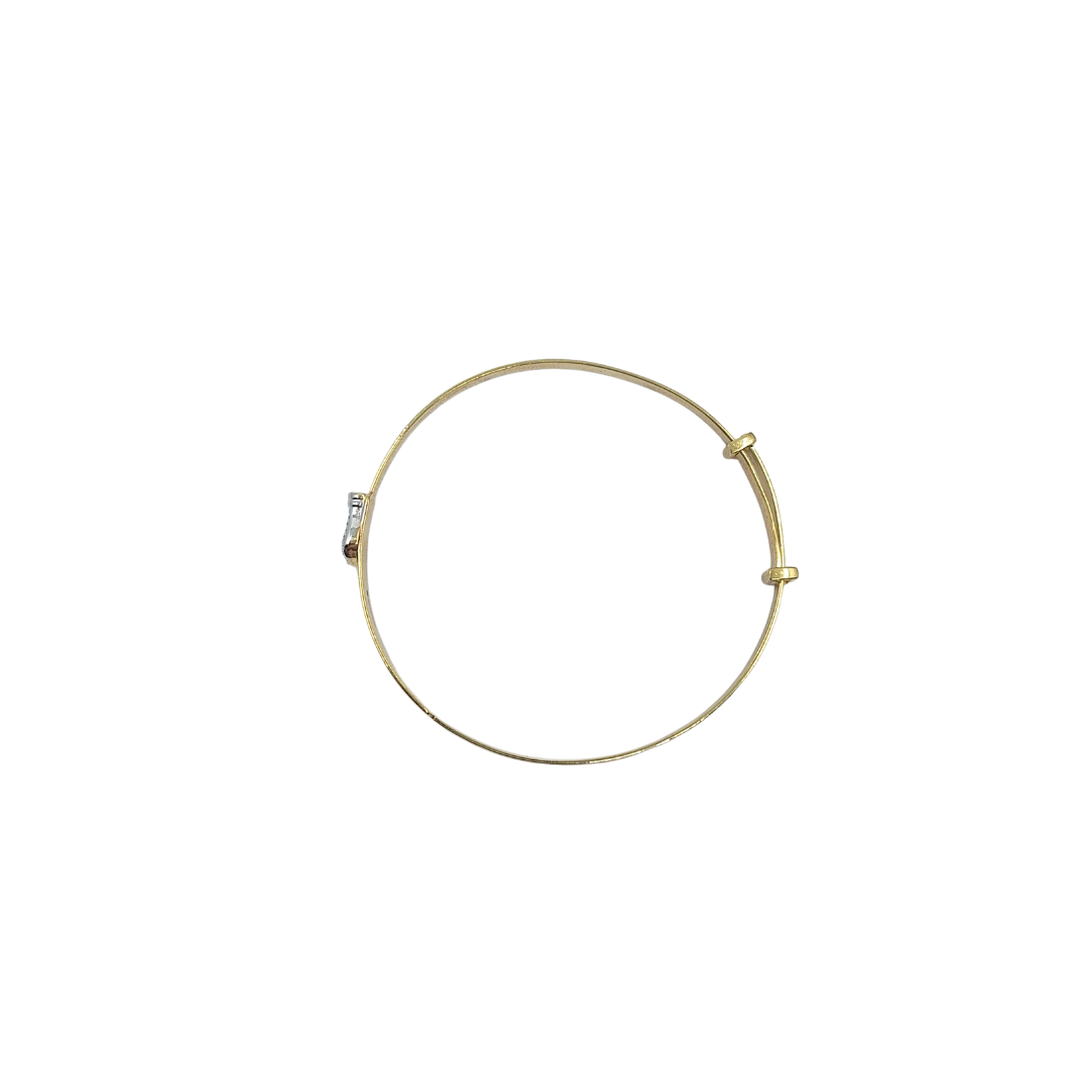 9ct Yellow Gold Cz Boxing Glove Expanding Baby Bangle