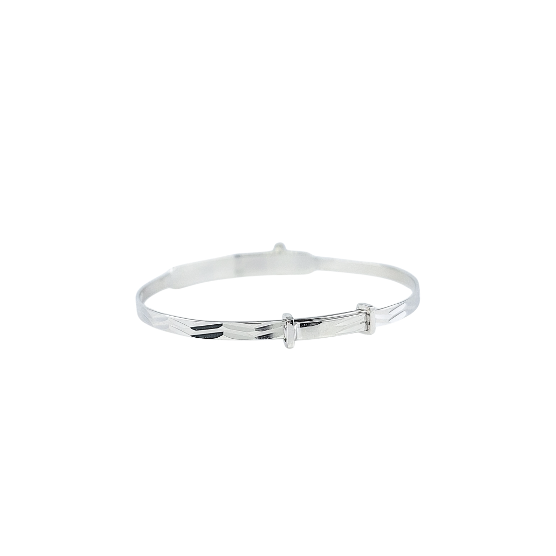 Silver Cz Cross I.D Expanding Baby Bangle