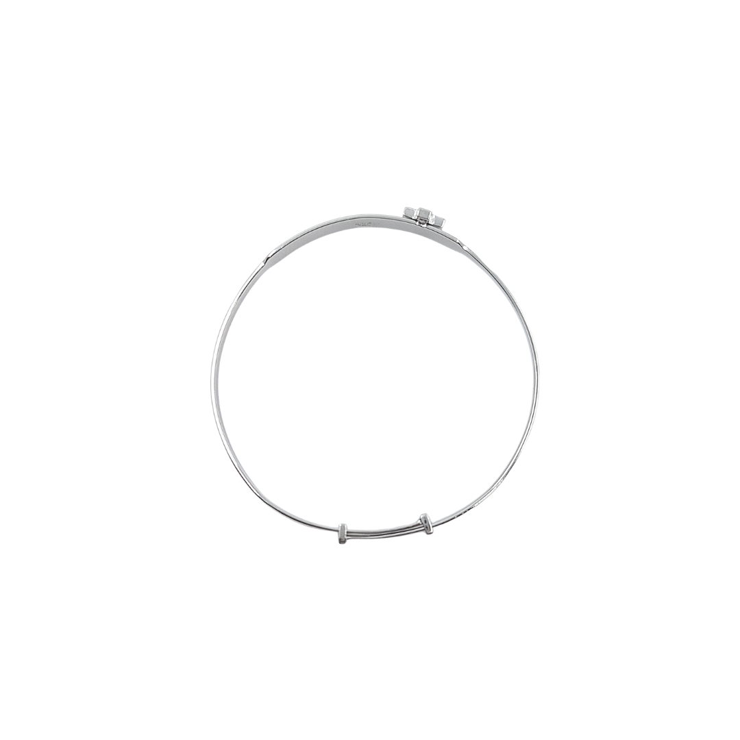Silver Cz Cross I.D Expanding Baby Bangle