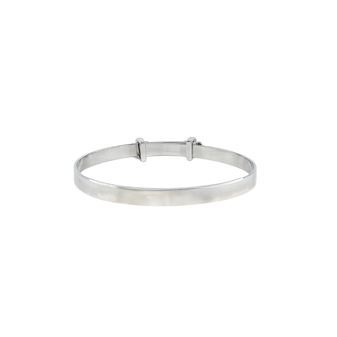 Silver Pink & White Cz Flower Expanding Baby Bangle