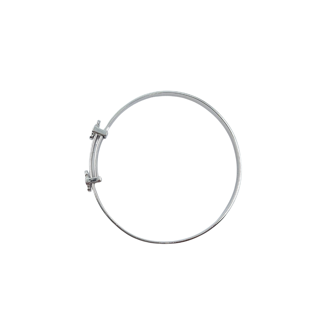 Silver Pink & White Cz Flower Expanding Baby Bangle