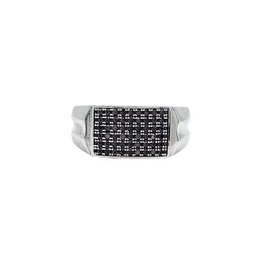 Sterling Silver Black CZ Signet Ring