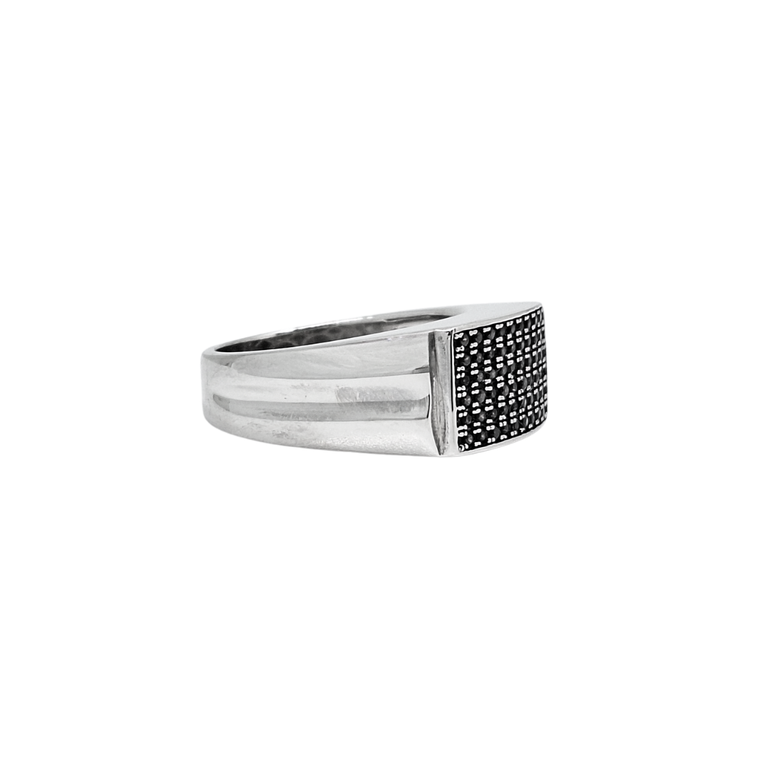 Sterling Silver Black CZ Signet Ring