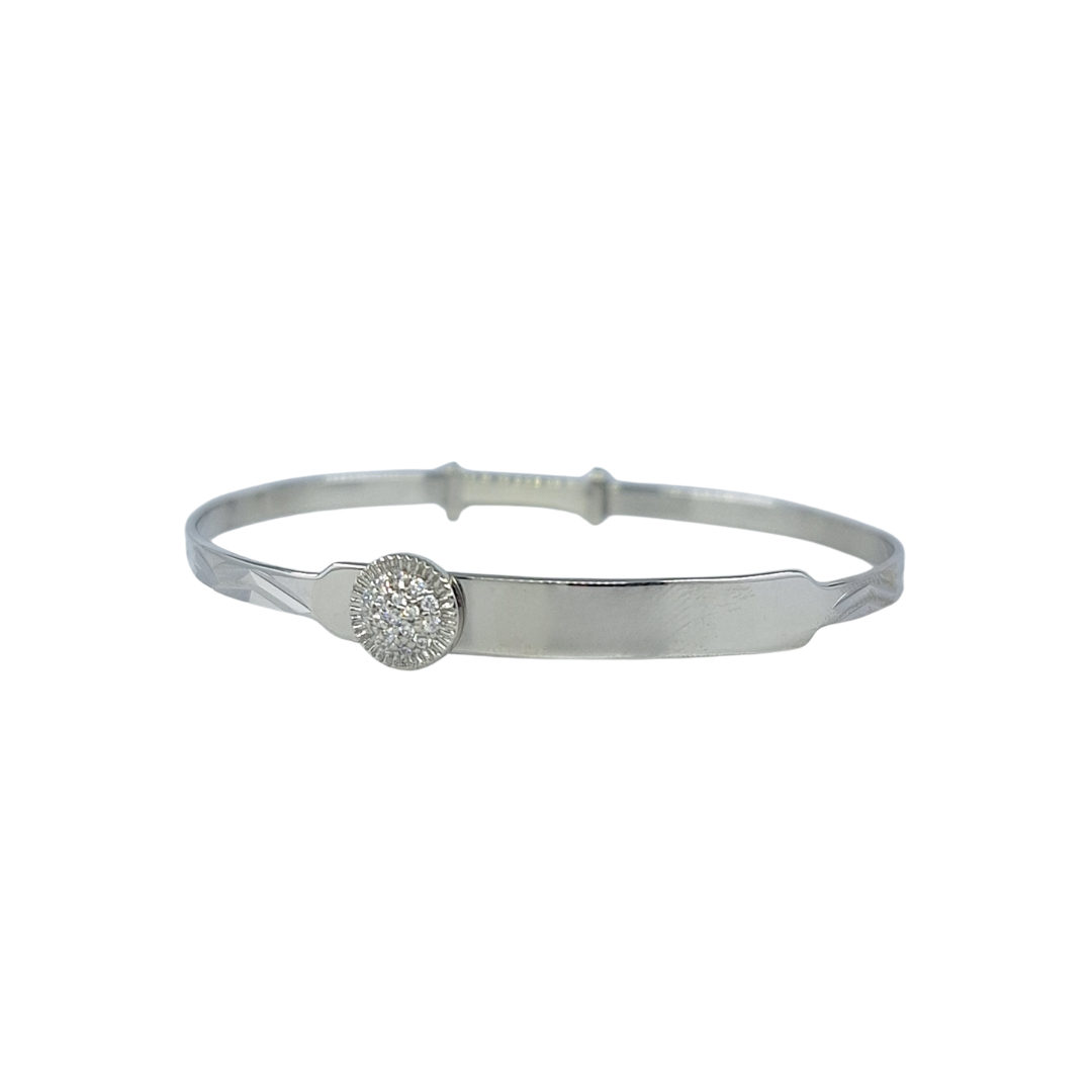 Silver Cz Rolex Style Expanding I.D Baby Bangle