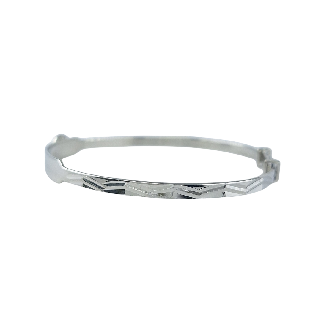Silver Cz Rolex Style Expanding I.D Baby Bangle