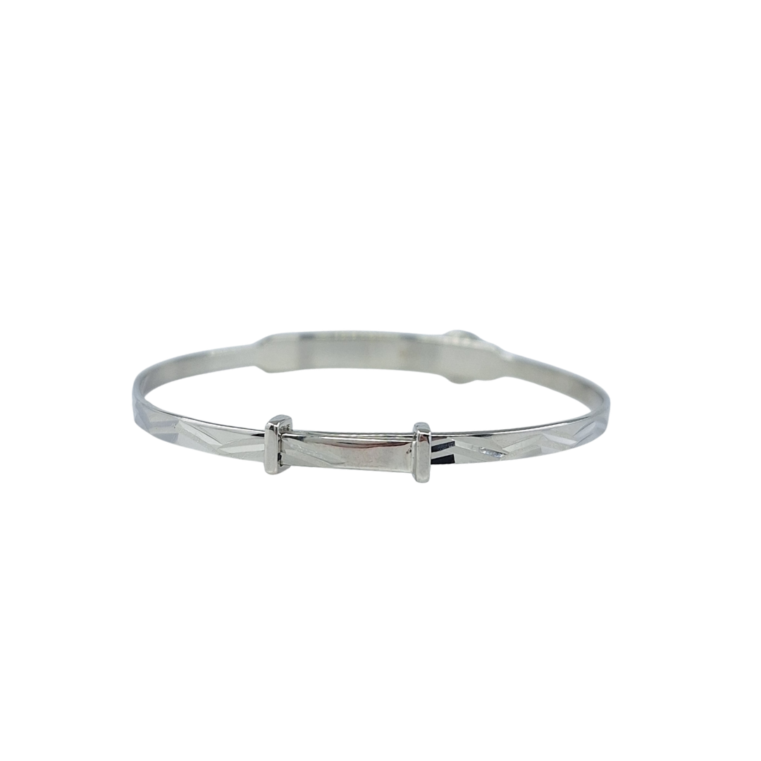 Silver Cz Rolex Style Expanding I.D Baby Bangle