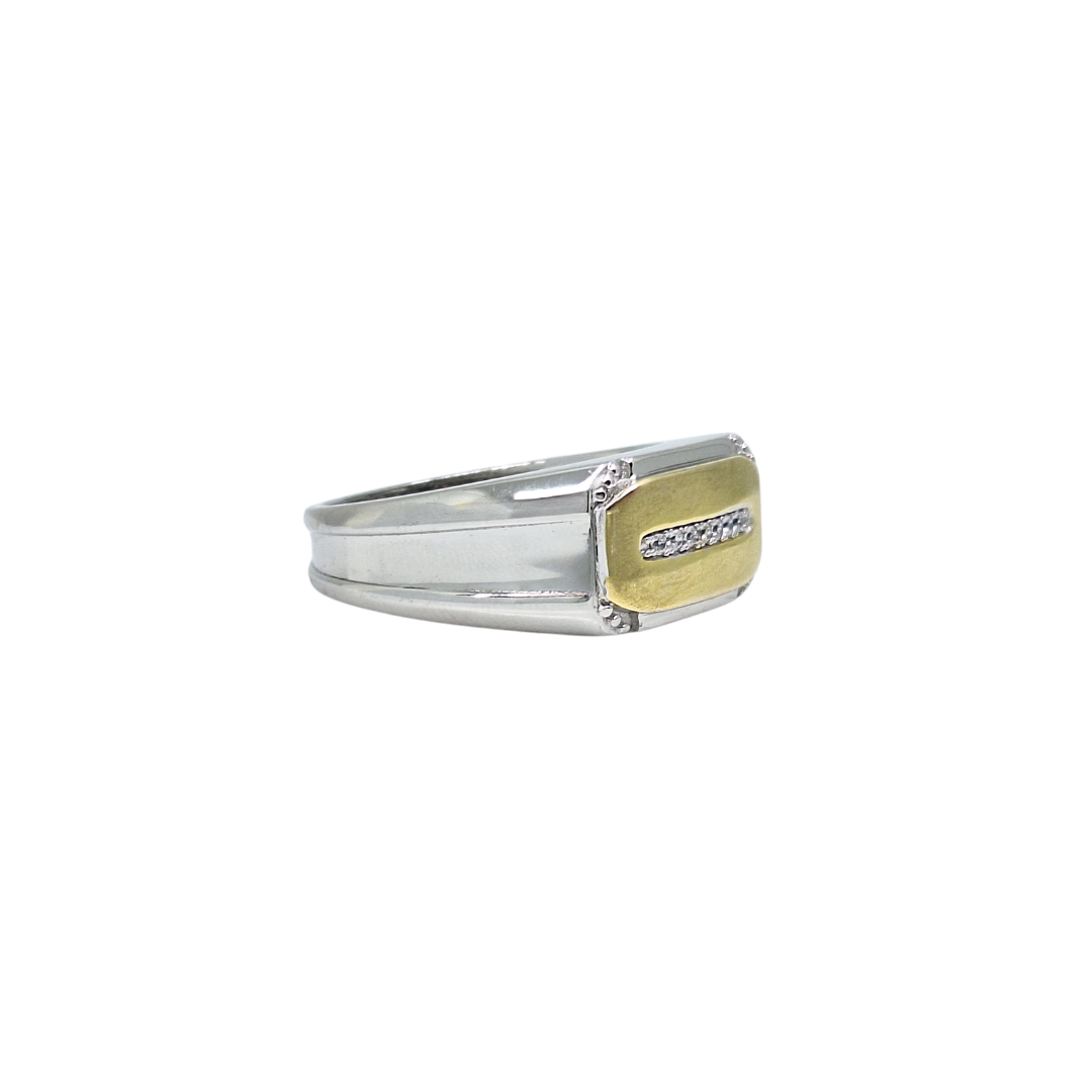 Sterling Silver & Gold Plated CZ Signet Ring