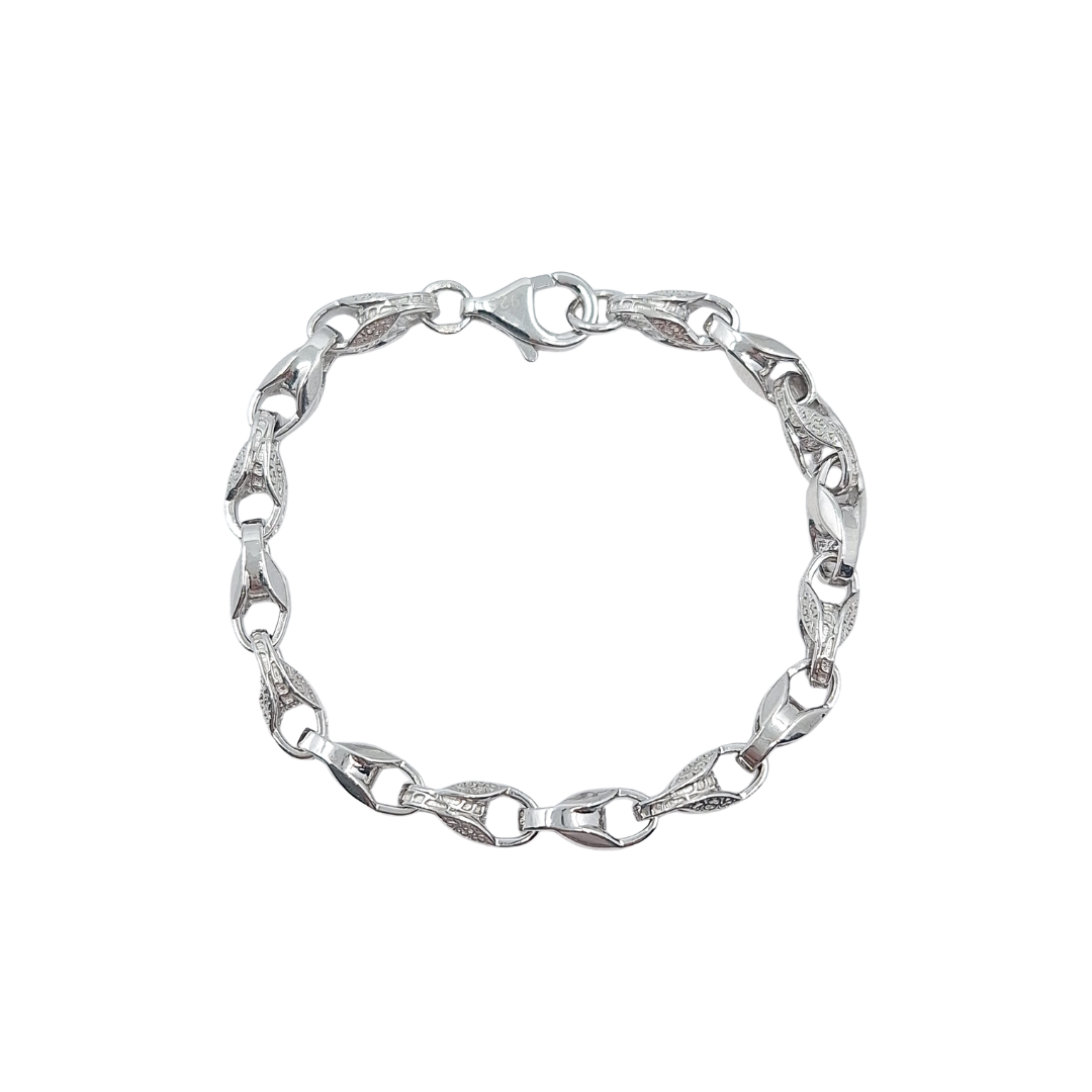 Silver Plain And Patterned Baby Tulip Bracelet 6.5"