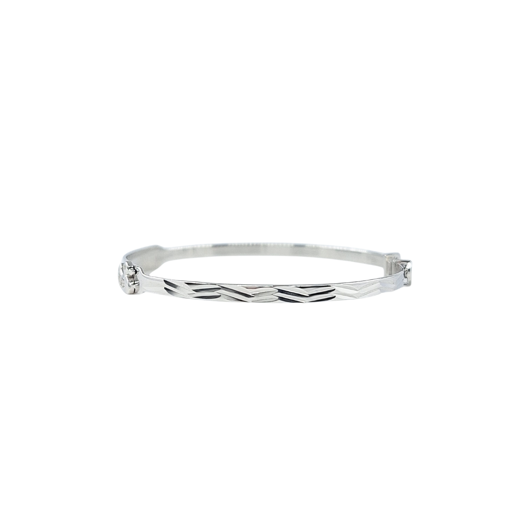 Silver Cz Duck I.D Expanding Baby Bangle