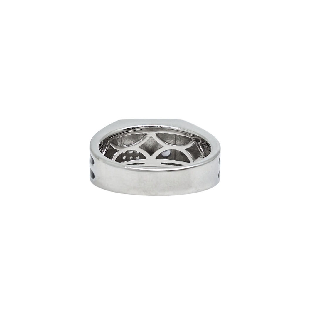 Silver Lilac CZ Enamel Signet Ring