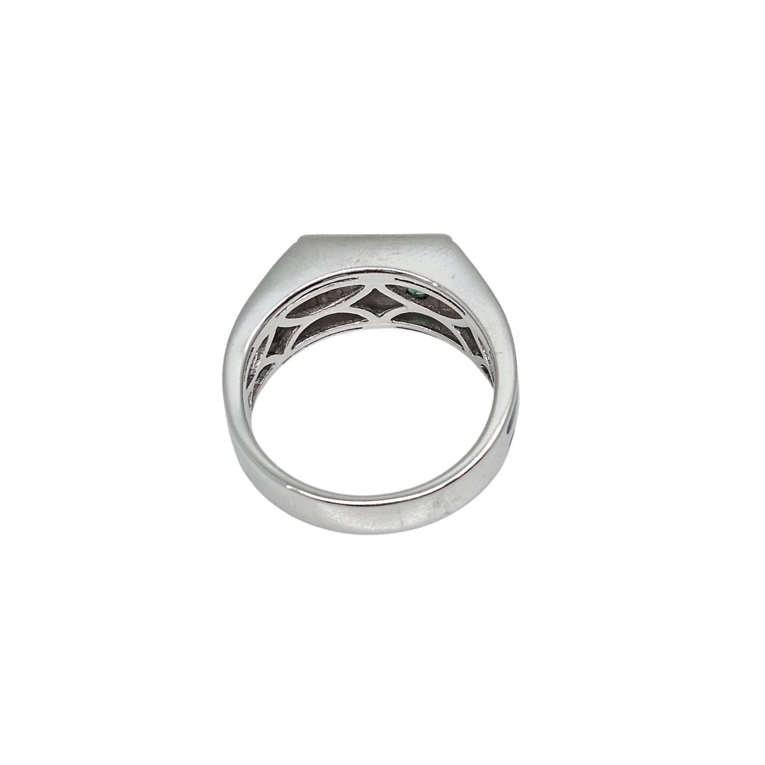 Silver Lilac CZ Enamel Signet Ring