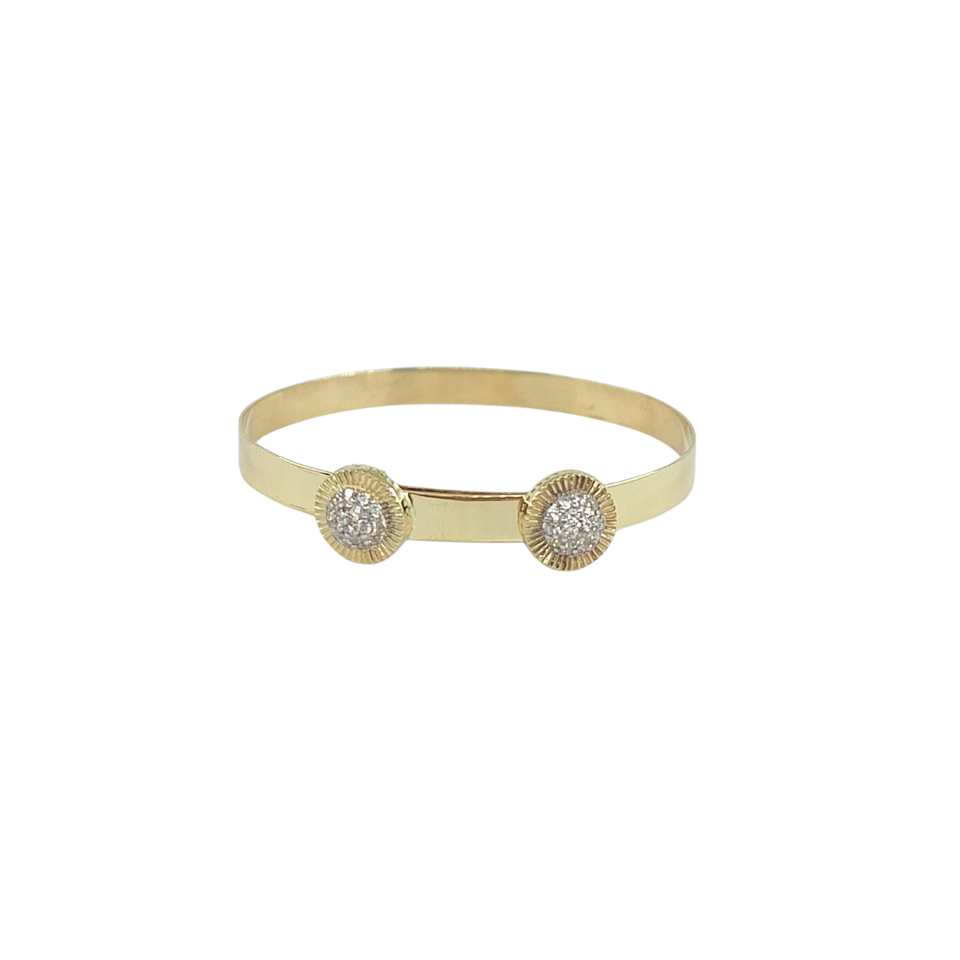 9ct Yellow Gold Cz Rolex Style Baby Expanding Bangle