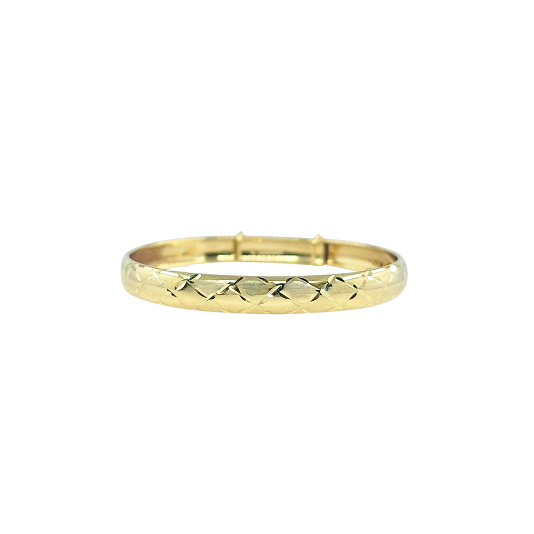 9ct Yellow Gold Diamond Cut Expanding Baby Bangle