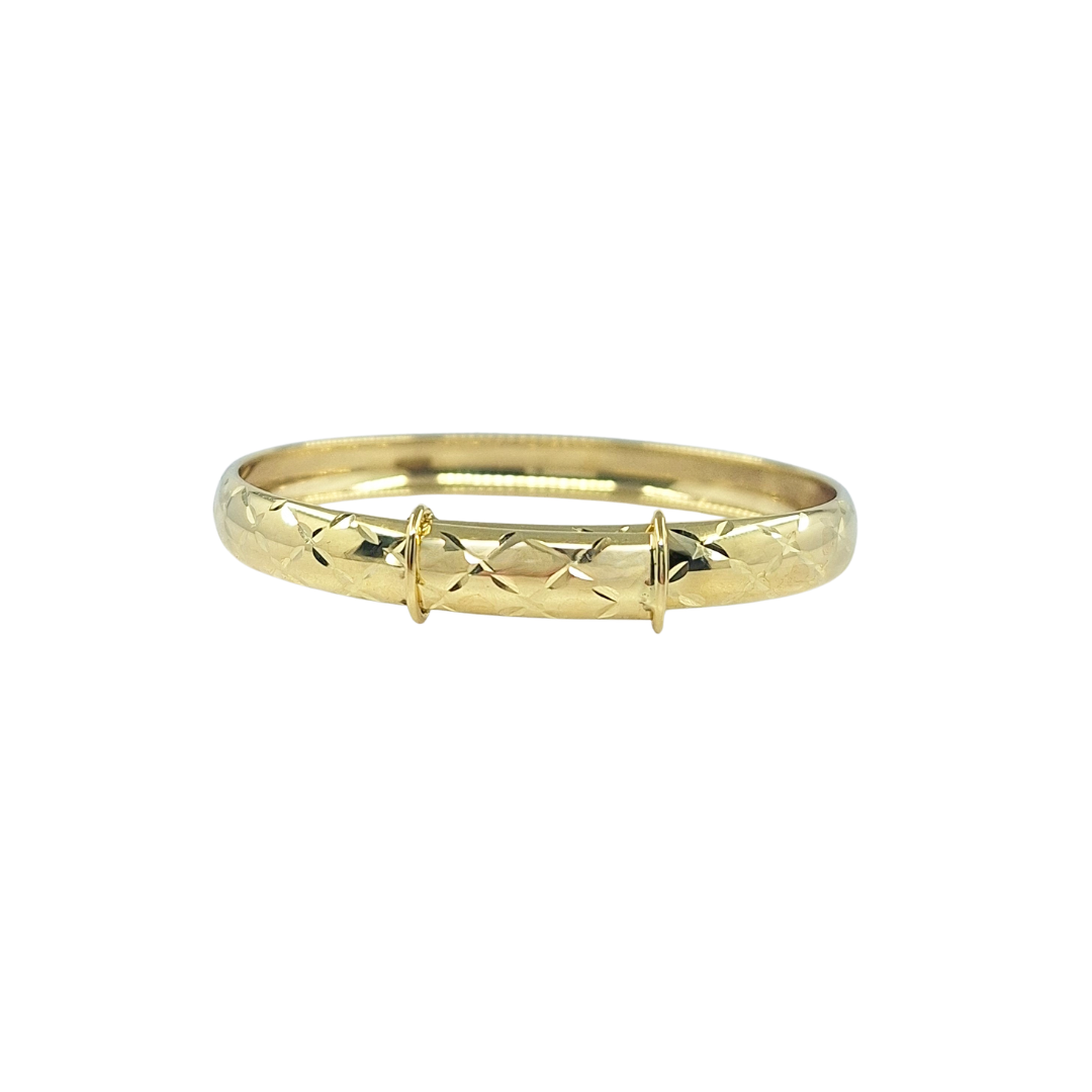 9ct Yellow Gold Diamond Cut Expanding Baby Bangle