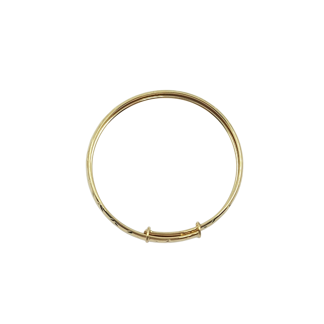 9ct Yellow Gold Diamond Cut Expanding Baby Bangle