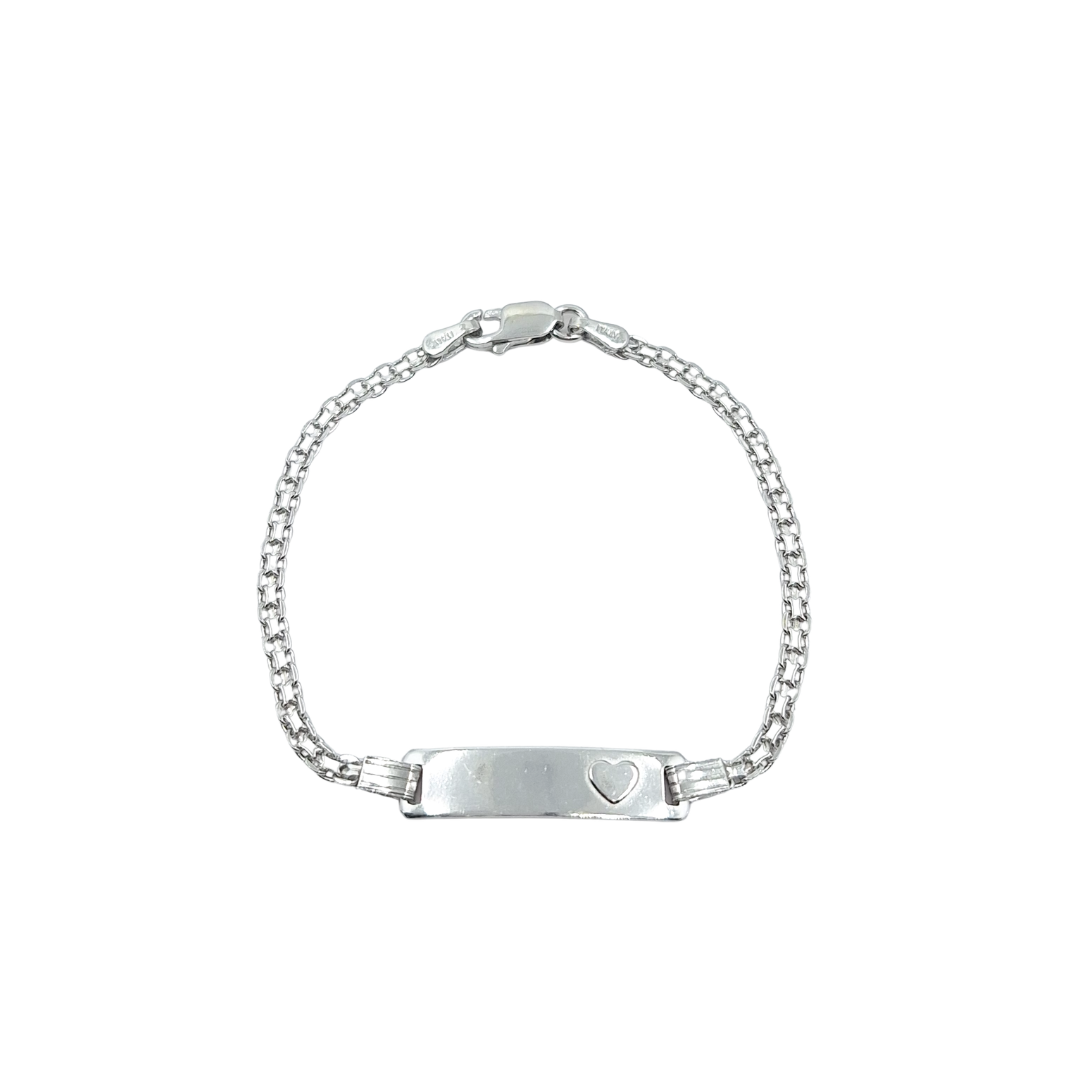 Silver Heart I.D Baby Bracelet 6"