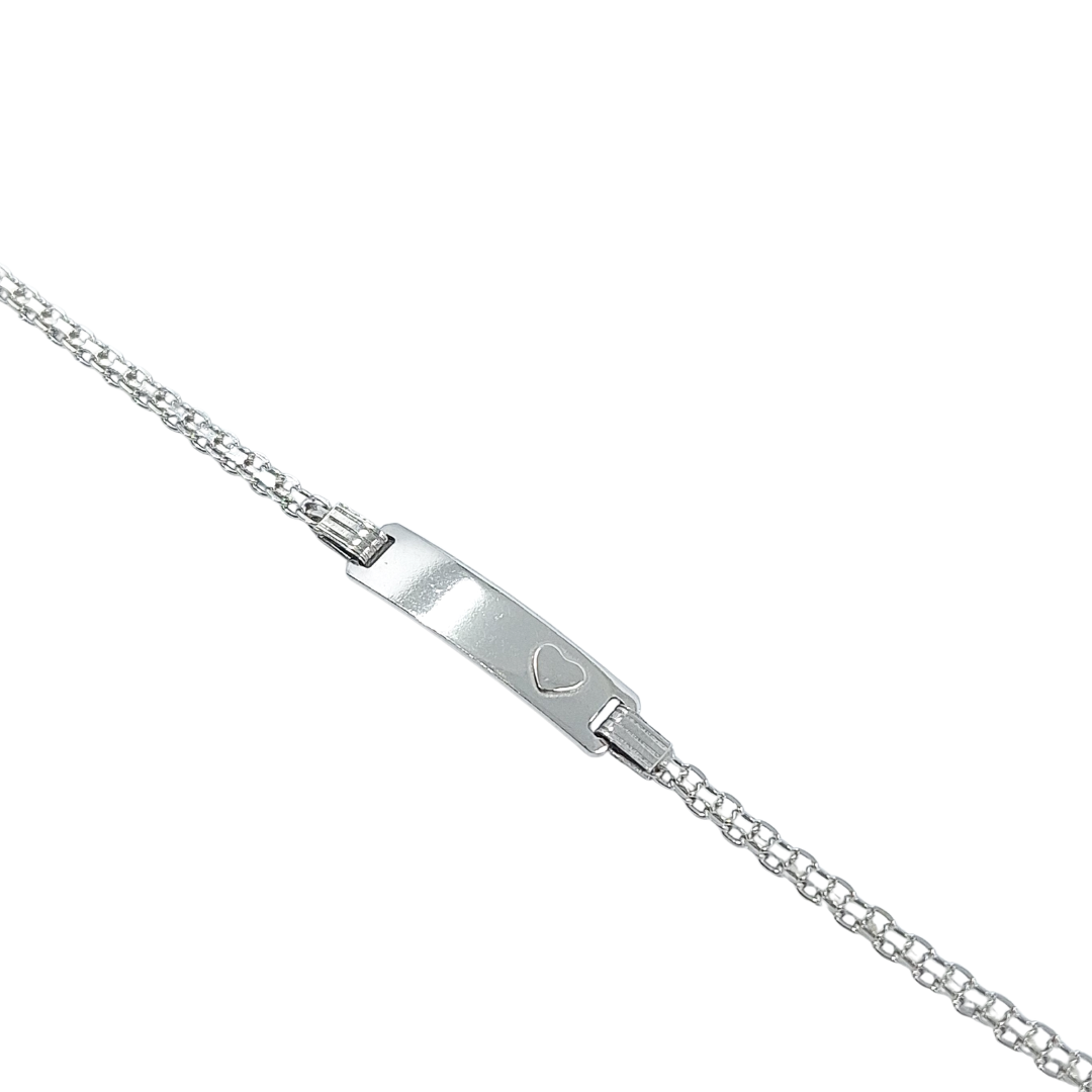 Silver Heart I.D Baby Bracelet 6"