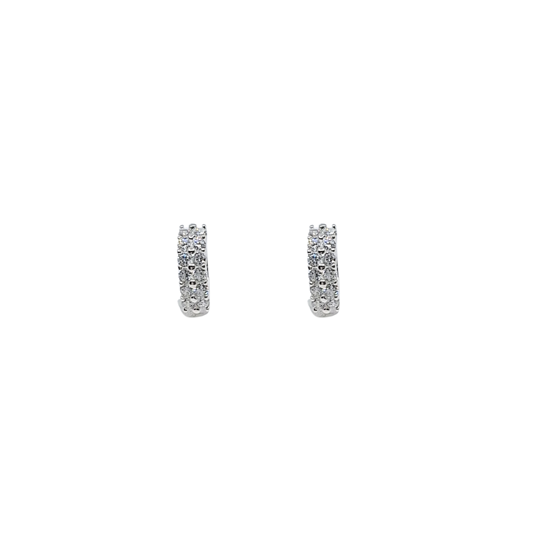 Sterling Silver 2 Row Cubic Zirconia Hoop Earrings