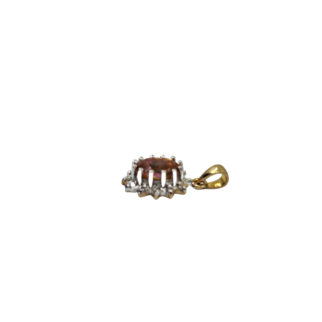 9ct Yellow Gold Mystic Topaz & Diamond Cluster Pendant