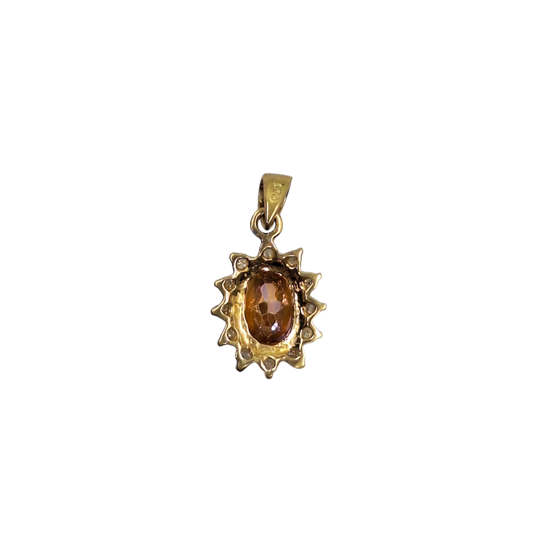 9ct Yellow Gold Mystic Topaz & Diamond Cluster Pendant