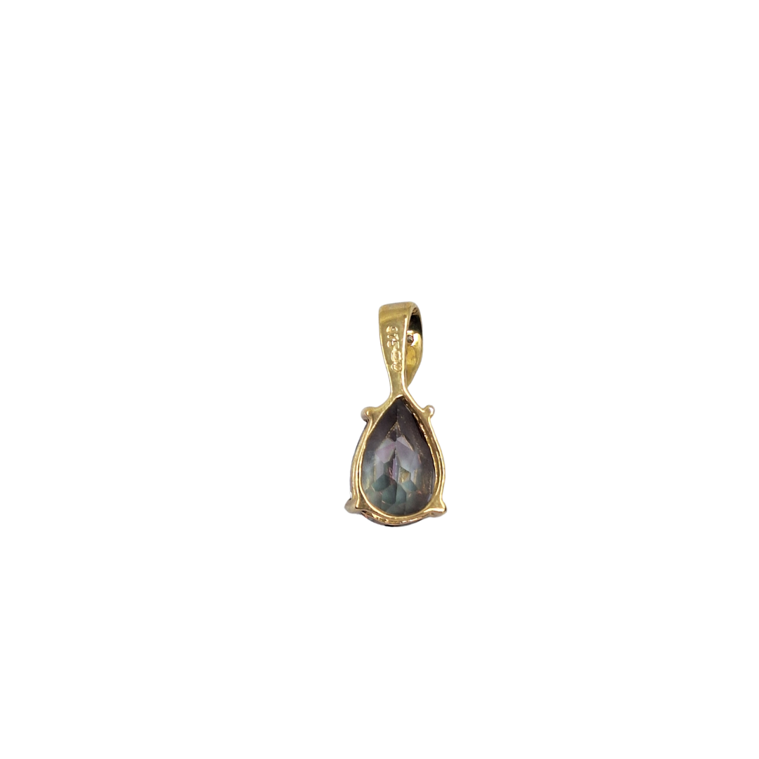 9ct Yellow Gold Pear Shape Mystic Topaz & Diamond Pendant