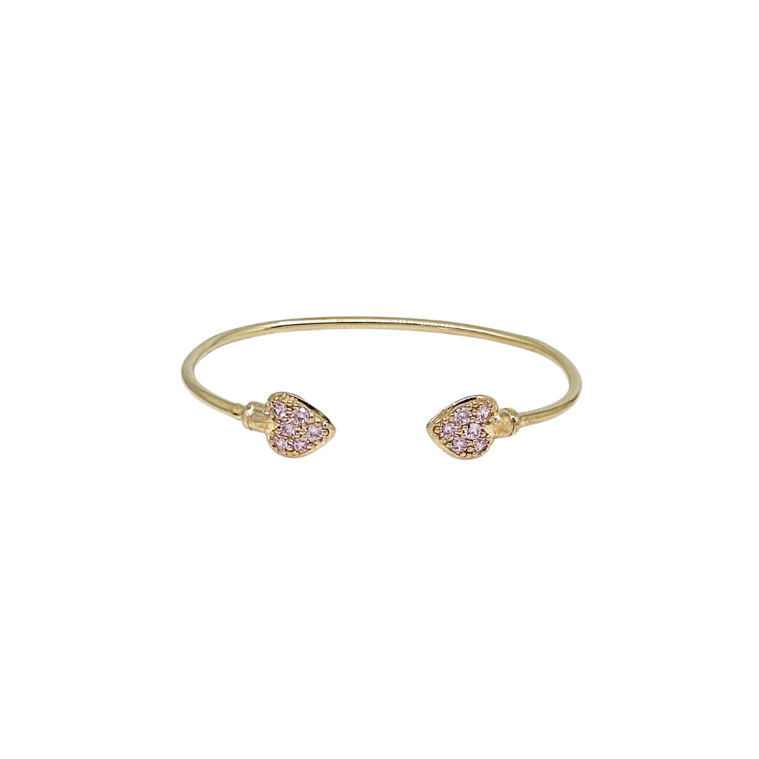 9ct Yellow Gold Pink CZ Baby Torque Bangle