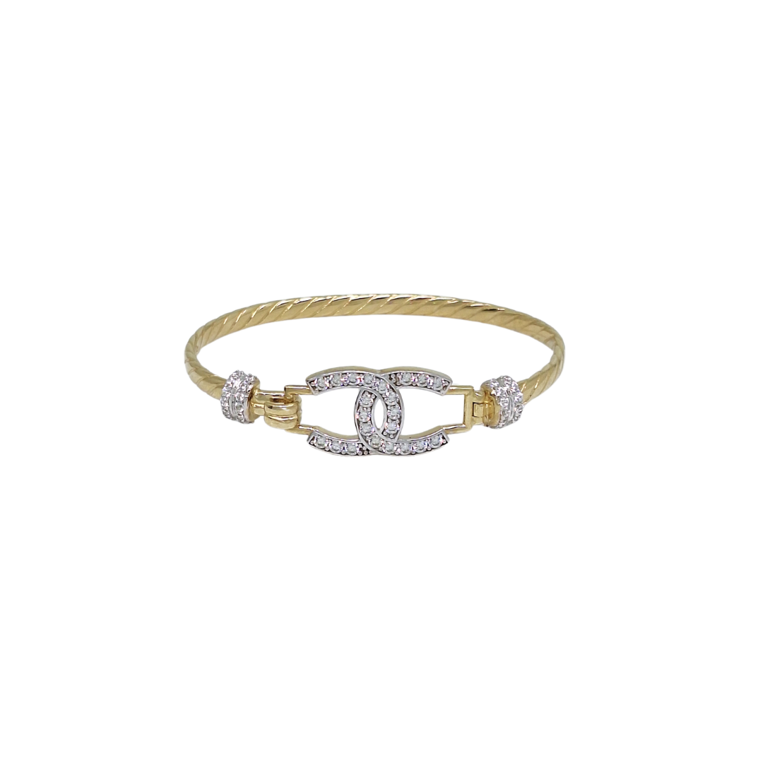 9ct Yellow Gold Baby CZ Hook CC Bangle