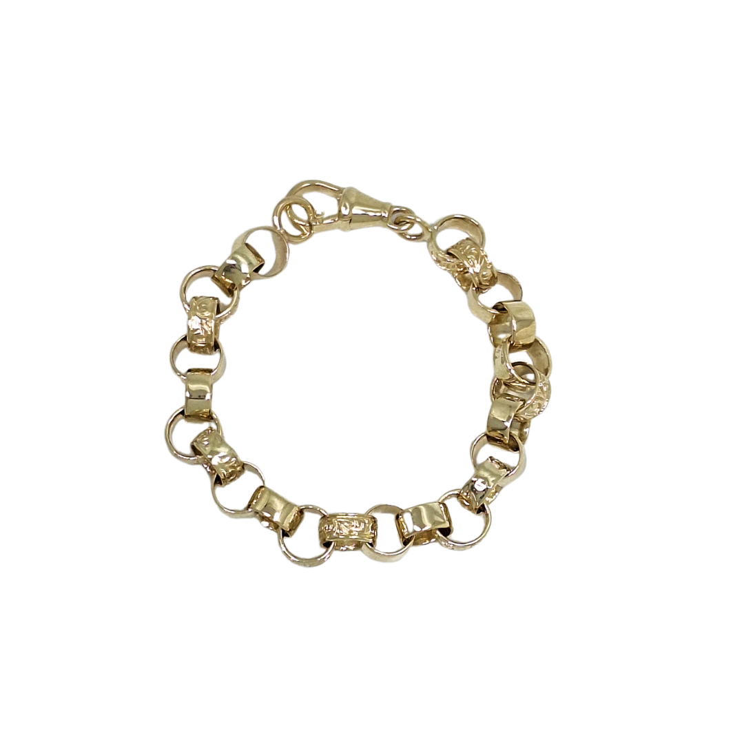 9ct Yellow Gold Baby Patterned Belcher Bracelet 6"