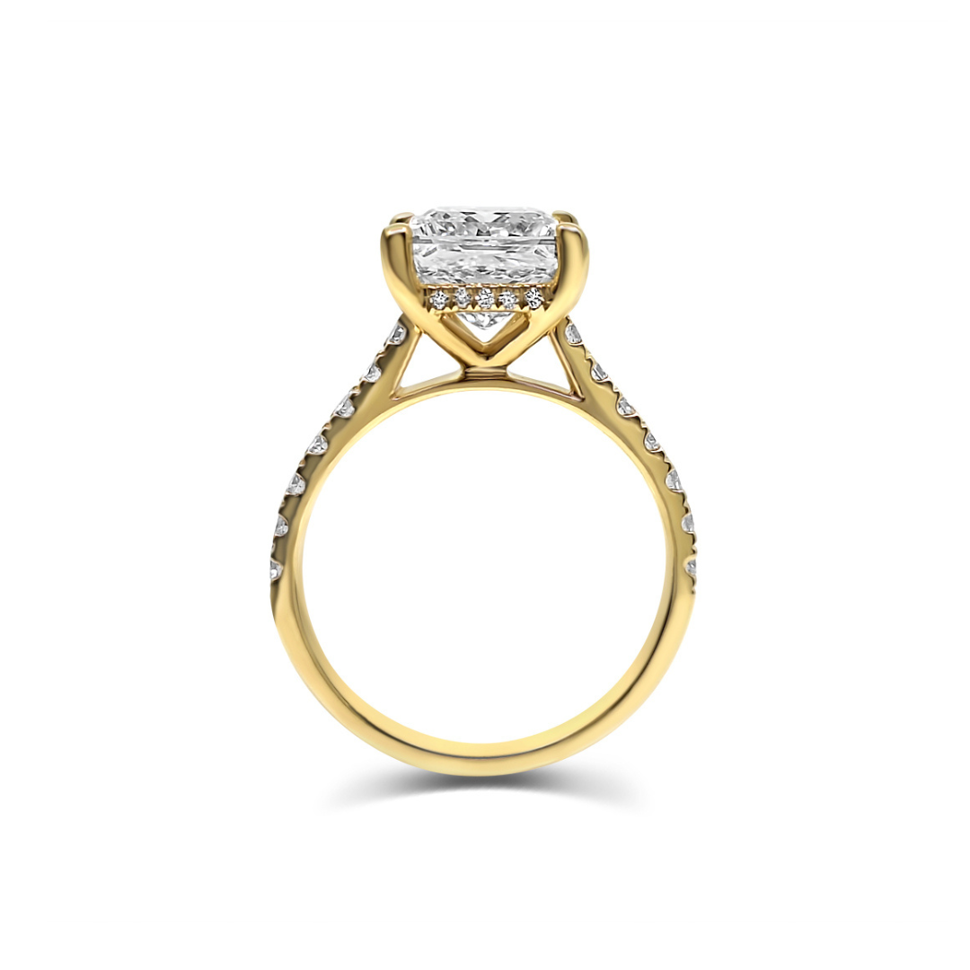 Yellow Gold & Princess Cut Ethical Diamond Ring 3.67ct