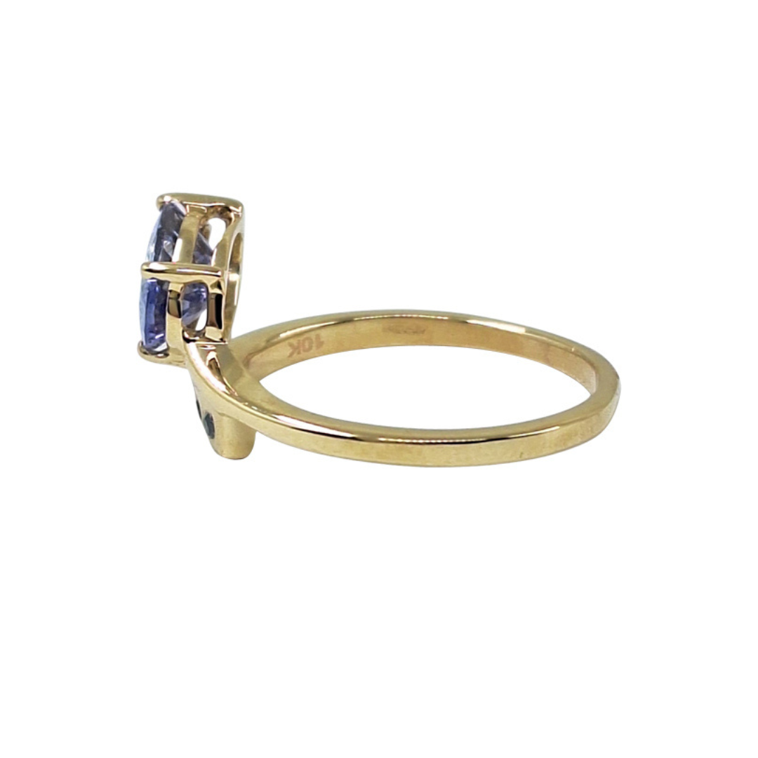 9ct Yellow Gold Tanzanite and Blue Diamond Ring