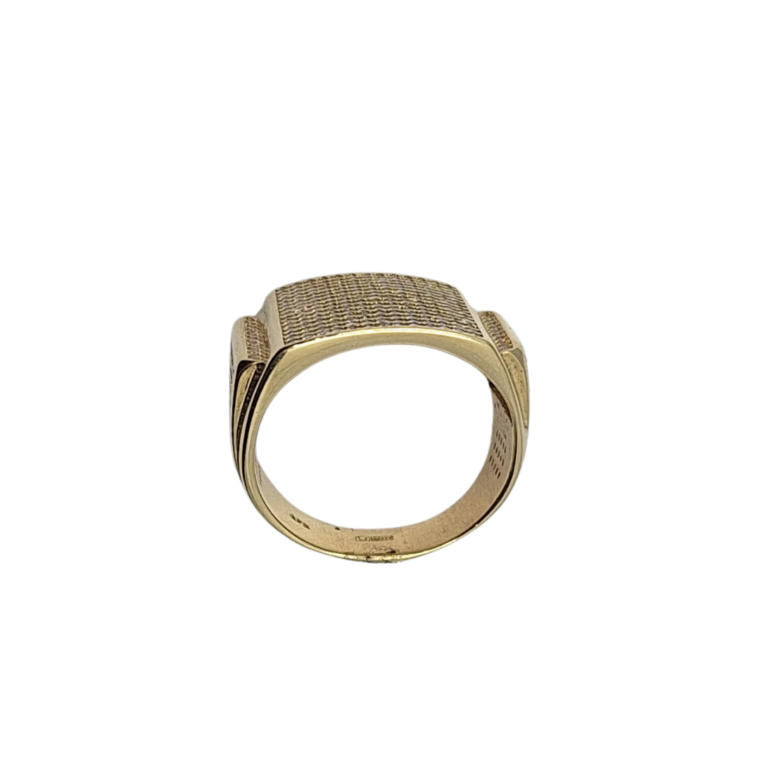 9ct Yellow Gold CZ Square Gents Ring