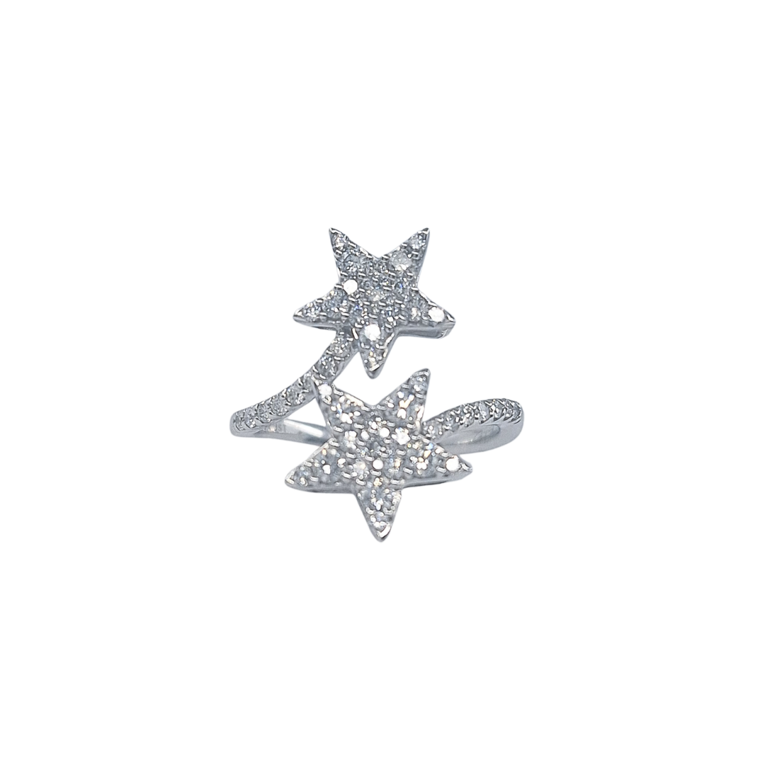 10ct White Gold Marilyn Monroe Collection Diamond Double Star Ring