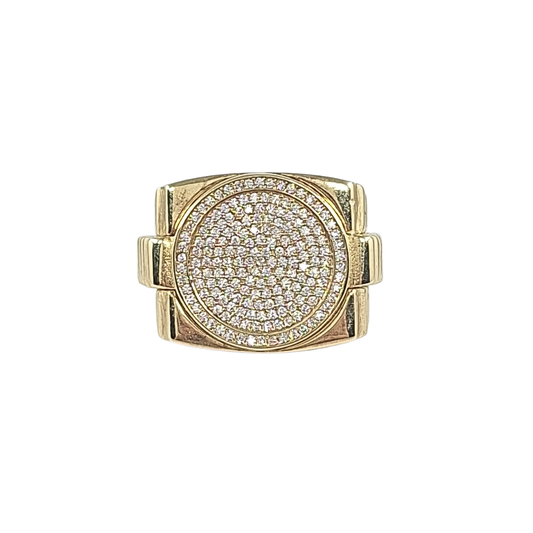 9ct Yellow Gold CZ Rolex Style Ring