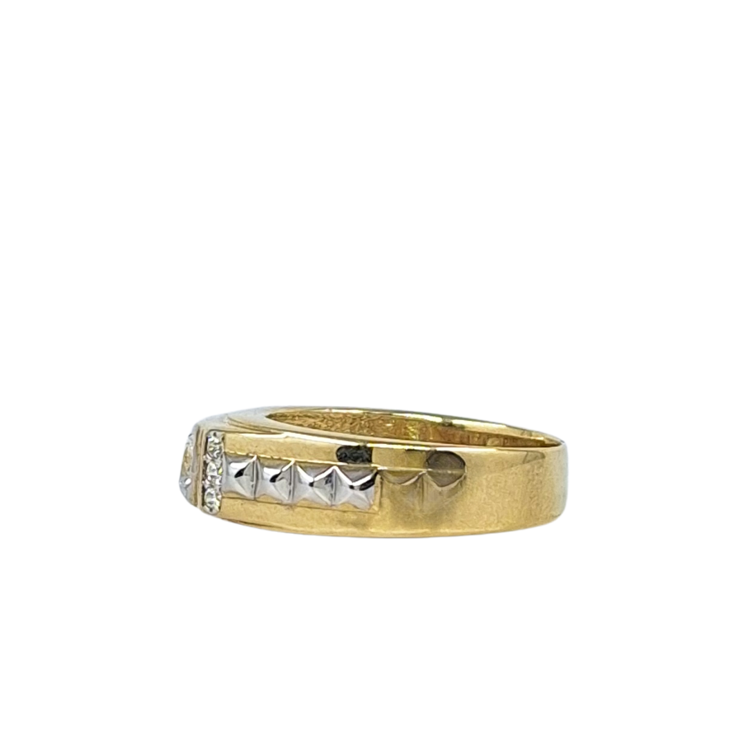 9ct Yellow & White Gold CZ Rolex Style Ring