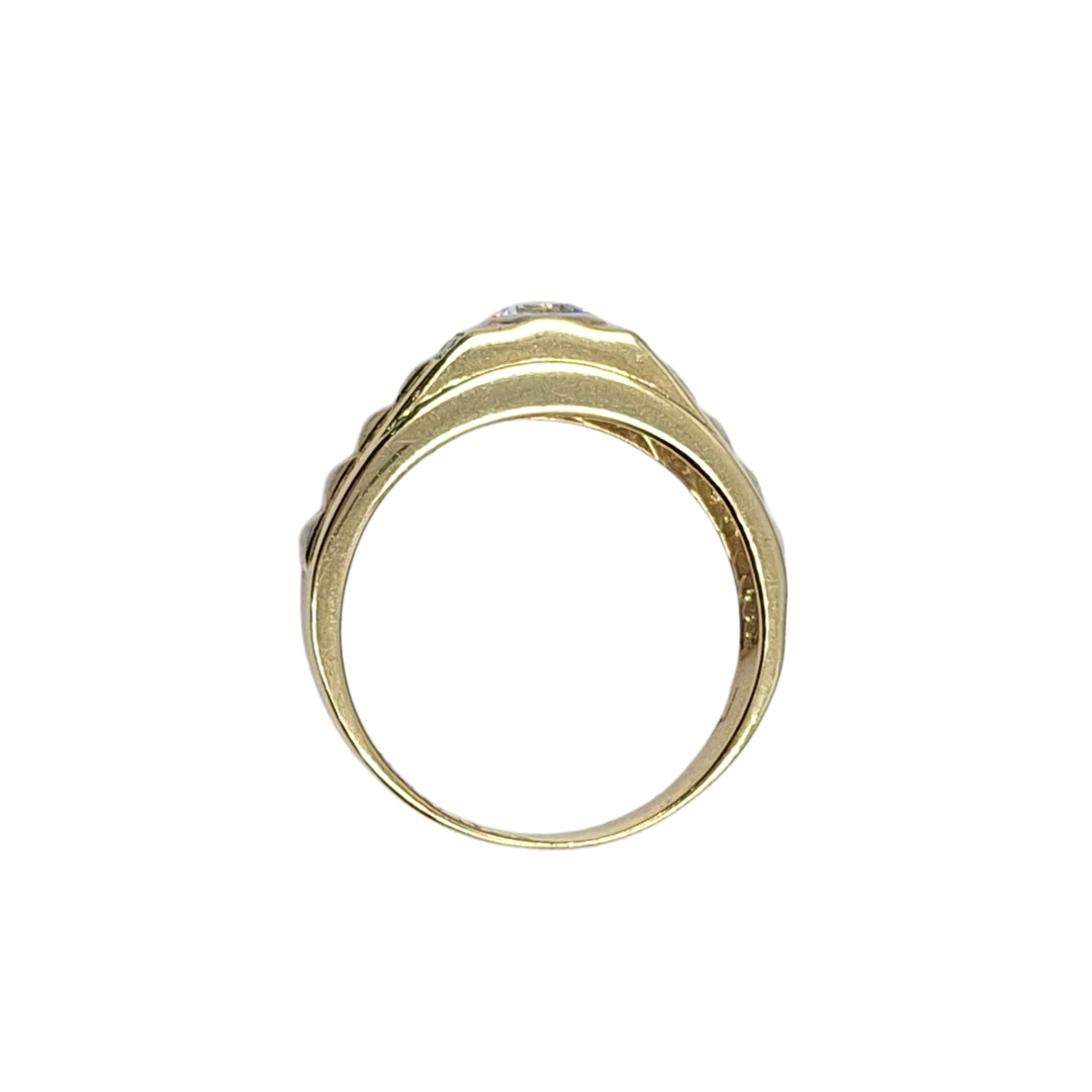 9ct Yellow & White Gold CZ Rolex Style Ring