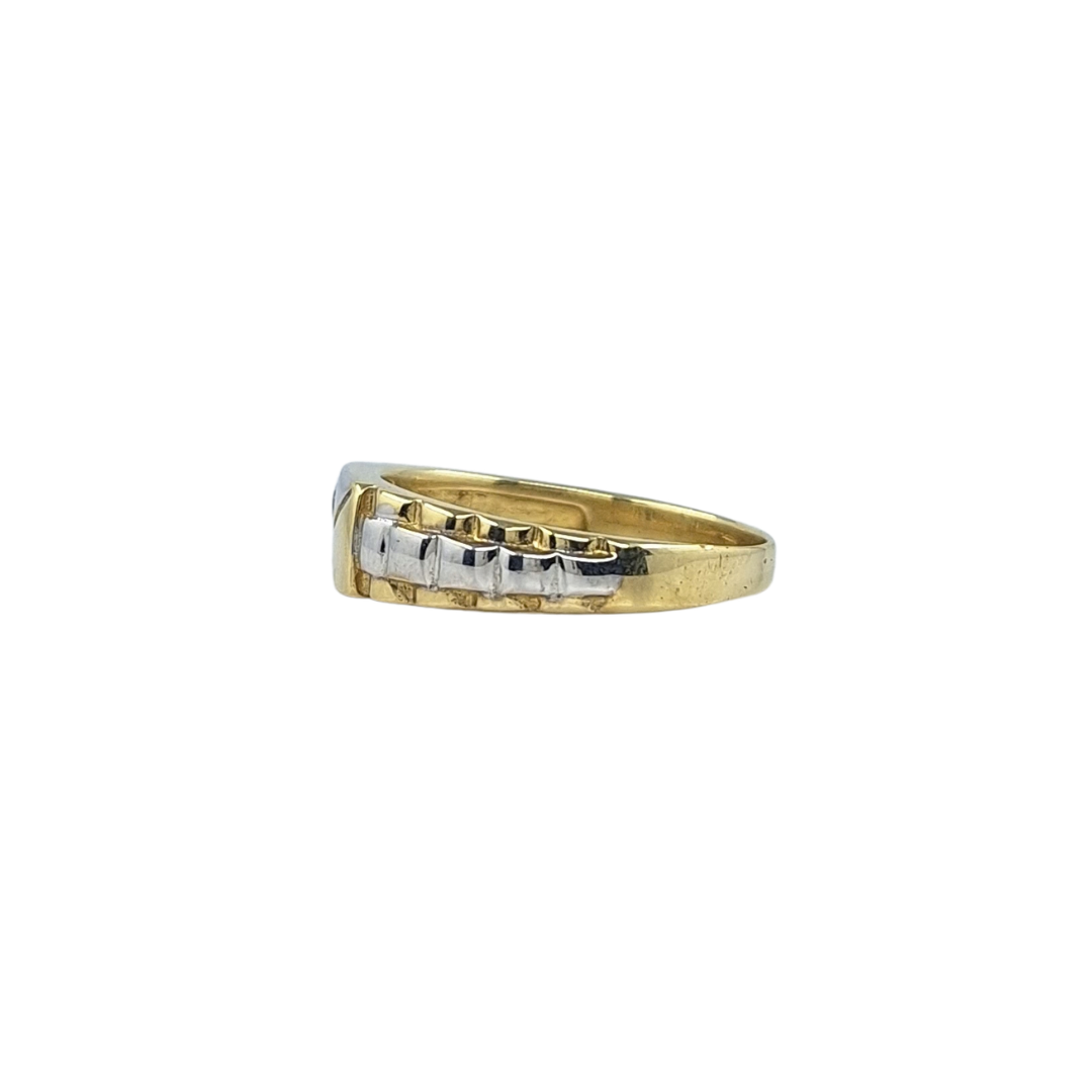 9ct Bi Colour Gold CZ Signet Rolex Style Ring