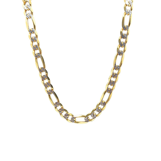 9ct Two Colour Gold Figaro Chain 24"