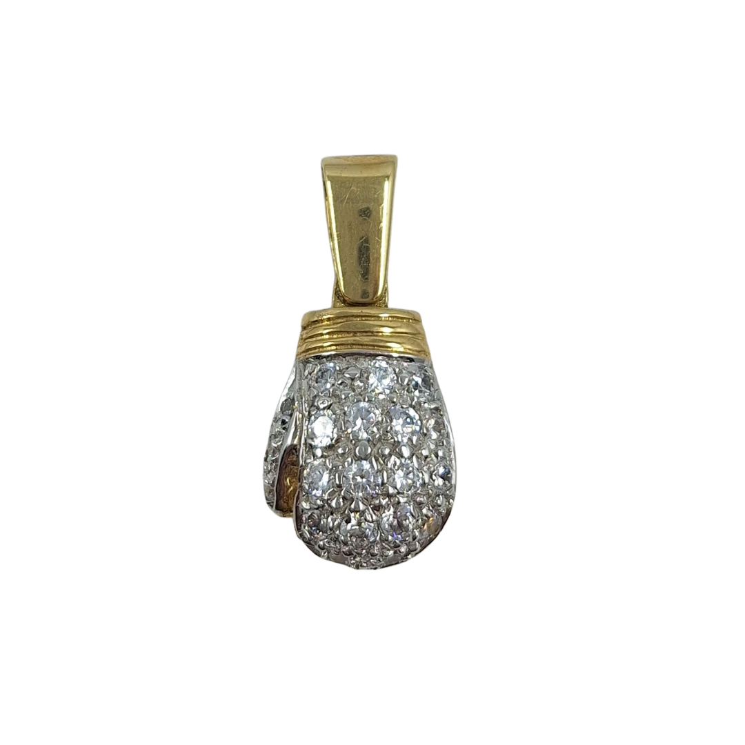 9ct Yellow Gold Cz Boxing Glove Pendant