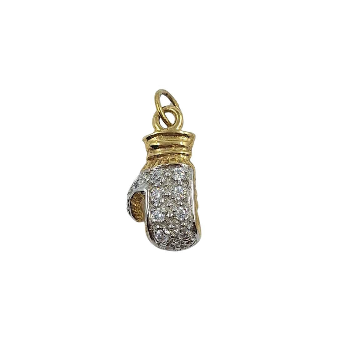 9ct Yellow Gold Cz Boxing Glove Pendant